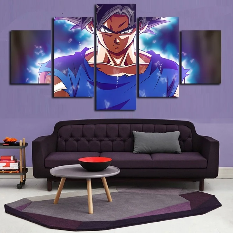 

5 Pieces Anime Dragon Ball Super Saiyan Goku Painting Poster Wall Picture for Home Decor No Framed Painting Gift