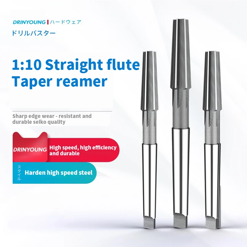 Straight Flute Reamer 1:10 HSS Taper Shank Tool for Reaming Mold Processing Machine Tool