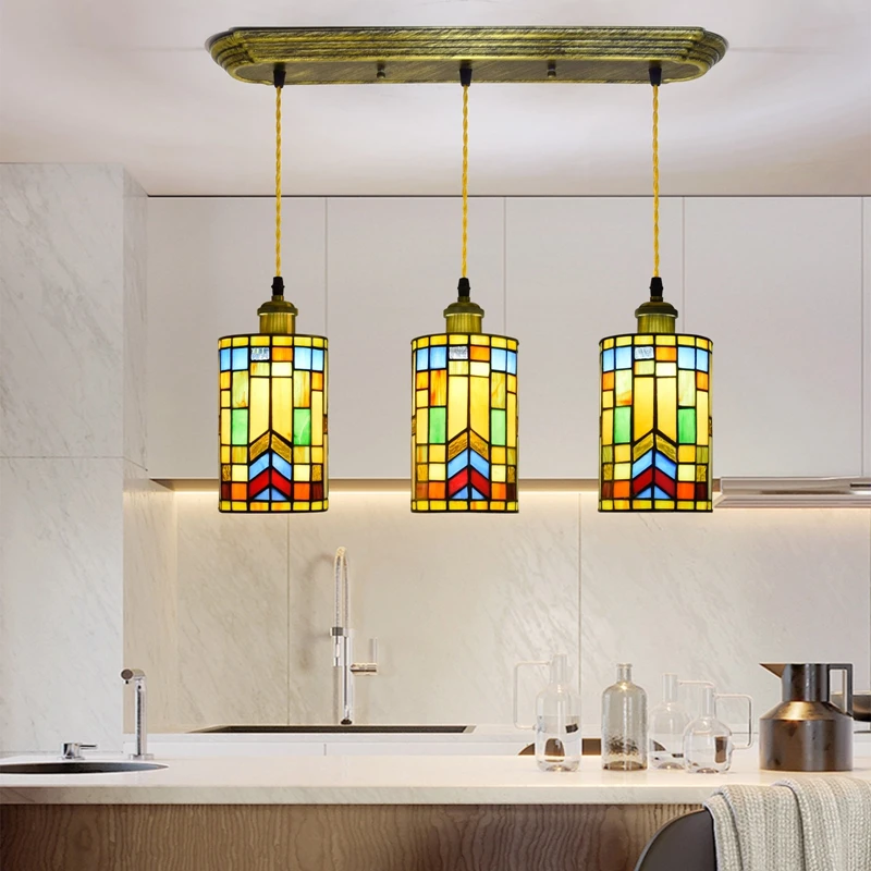 

Idyllic countryside vintage creative art stained glass bedside line chandelier restaurant hotel bar staircase hallway light