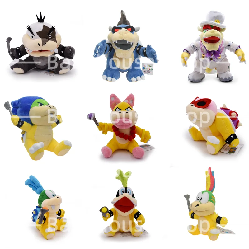 Super Mario Plush Toys Iggy Dark Bowser Larry Lemmy Morton Wendy Roy Ludwig Bowser in Wedding Classic Characters Cartoon Dolls balloon elephant mario luigi peluche dolls king bob omb boo monty mole wendy bowser super star anime stuffed toy christmas gifts