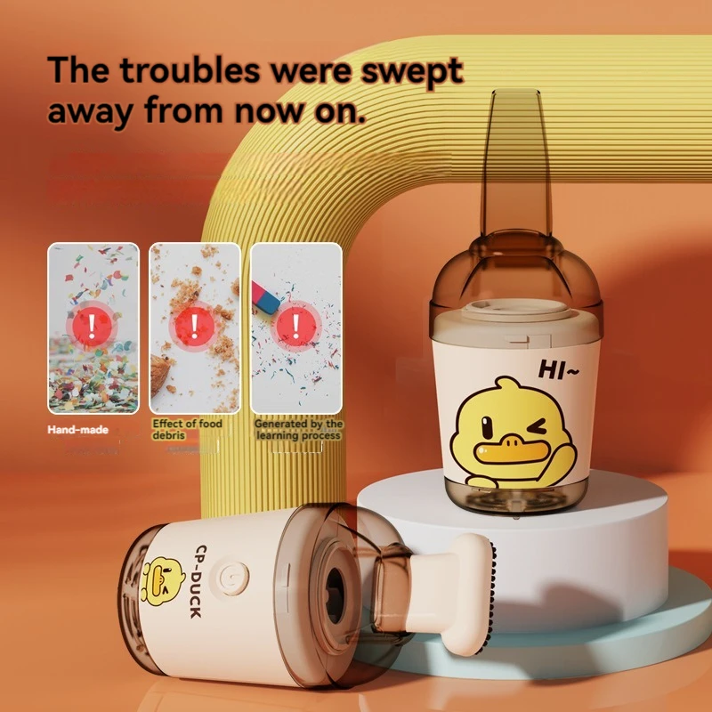 Desktop vacuum cleaner powerful rubber slag suction Yellow duck handheld cleaner Mini vacuum for children and students