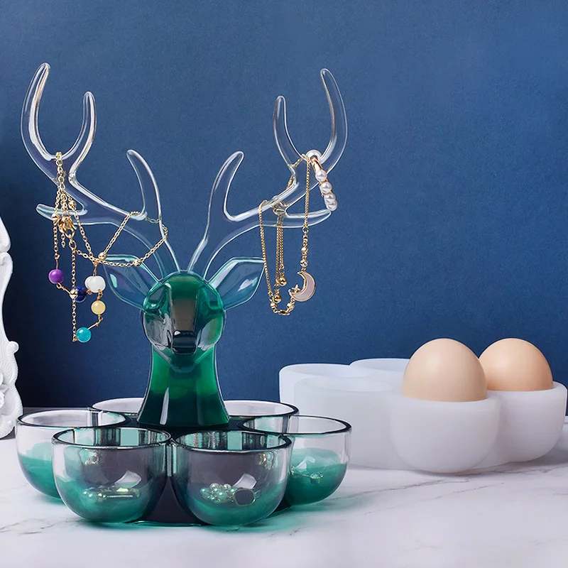 

Cute 3D Antlers Jewelry Box Holder Silicone Mold DIY Jewellry Display Tray Stand Resin Mould Earrings Ring Necklace Storage Case