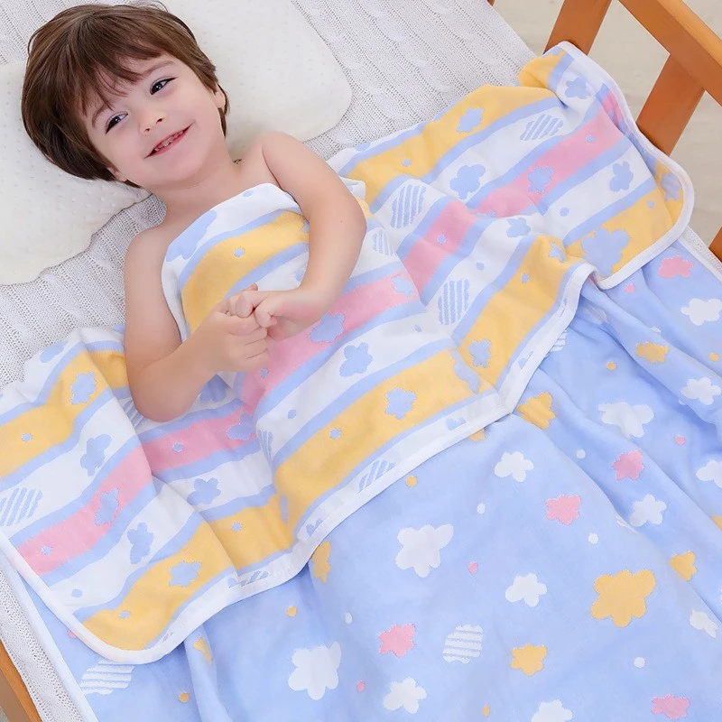 duvet covers Muslin Baby Blankets Children 6 layers Gauze Cotton Soft Quilt Newborn Infant Swaddle Towel Kids Bath Towel 110*110cm silk sheets