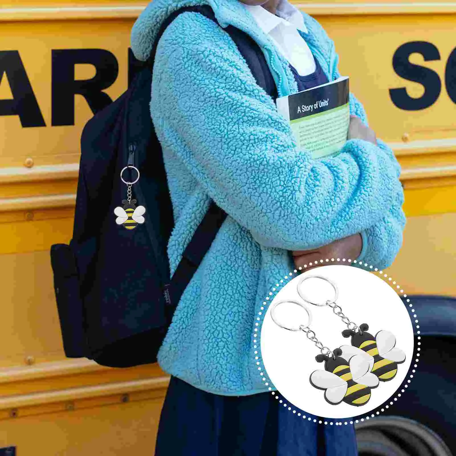 

24pcs Adorable Cartoon Bee Keychain Novelty Bee Shaped Pendant Keyring Decorative Keychain