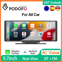 Podofo – lecteur vidéo multimédia sans fil, Android Auto, CarPlay, écran tactile 9.3 pouces, enregistreur vidéo DVR, universel