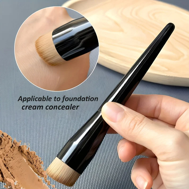 1 pennello per fondotinta basic, pennello piatto, pennello per contorno, pennello per fard in polvere, pennello per trucco professionale - immagine 6