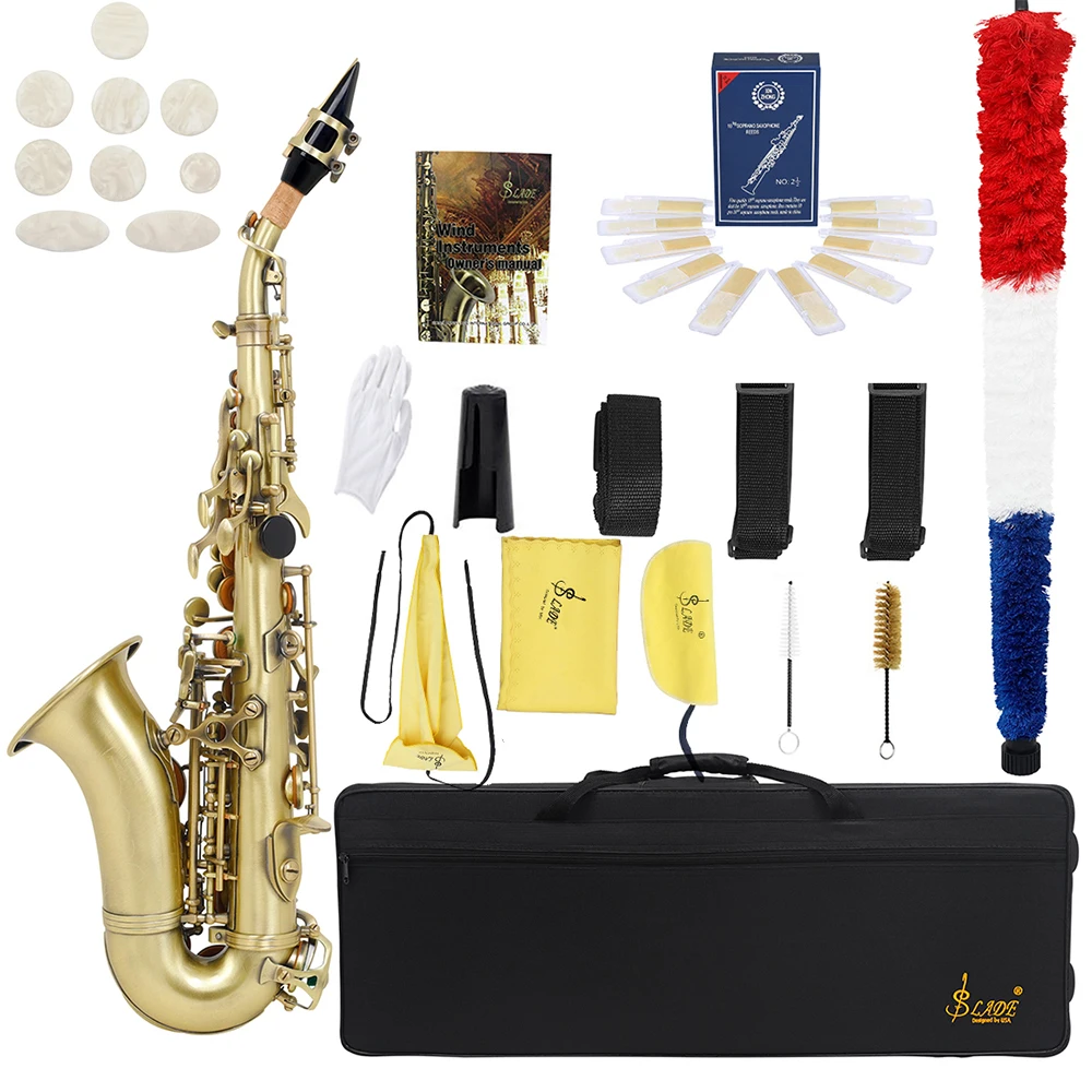 Slade Sassofono Soprano Regolazione Bb Sassofono Vintage Ottone Tubo Corpo Intaglio Soprano Sax Con Accessori
