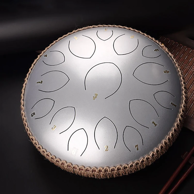 Silver Steel Tongue Drum 14 Inch 15 Note Professional Tambourine