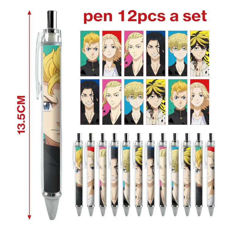 

12PCS Tokyo Revengers Ballpoint Pens Anime Hanagaki Takemichi Tachibana New Mikey Draken Mucho Writing Supplies Stationery