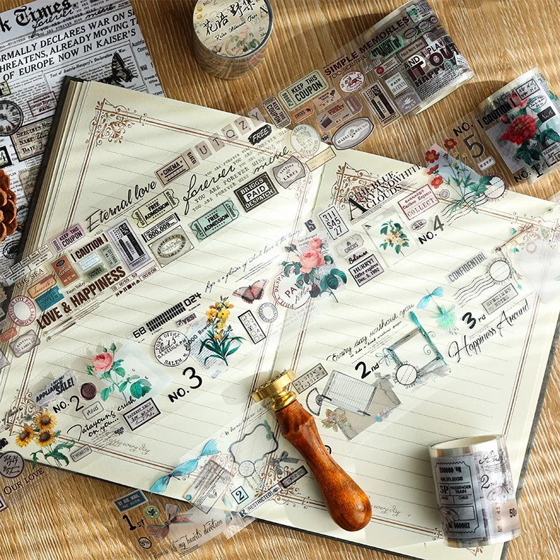 

5cm*3m Retro Wonderful Time Series PVC Decorative Tape DIY Scrapbooking Masking Tape School Office Supply Adhesive Tape