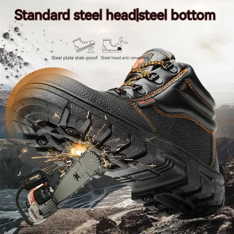 Men's Wear-Resistant Work Safety Boots Anti-Smash Anti-Puncture Waterproof Indestructible Protective Work Sneakers - 5