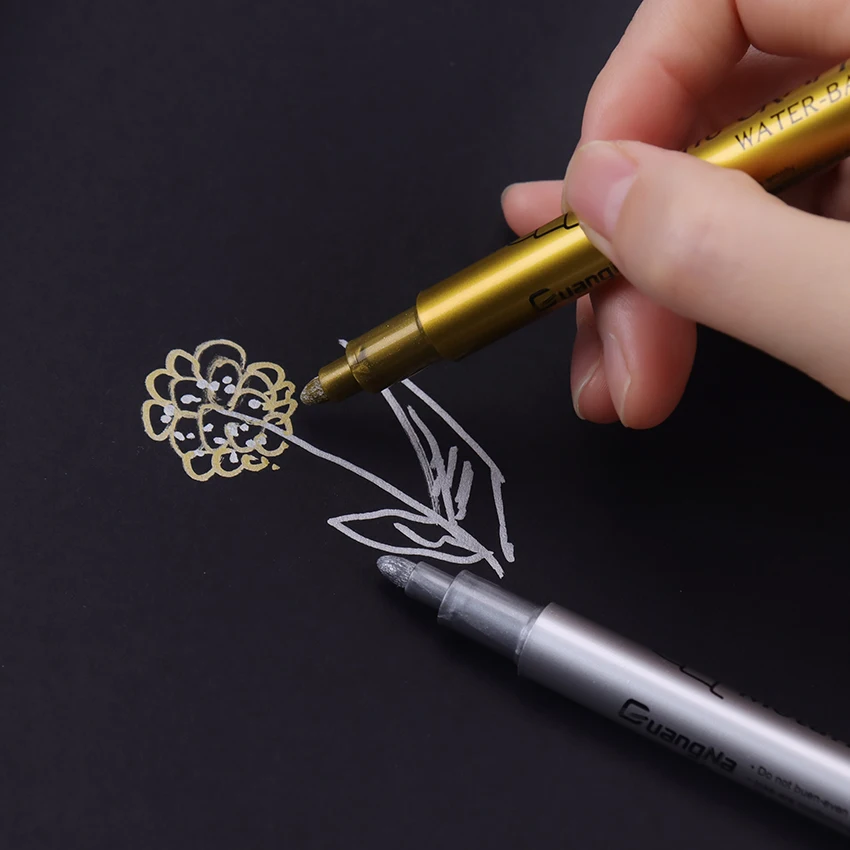 Art Diy Metallic Waterproof Permanent Paint Marker Pens Gold Silver 1.5mm  Craftwork Resin Mold Pen Art Painting Student Supplies - Art Markers -  AliExpress