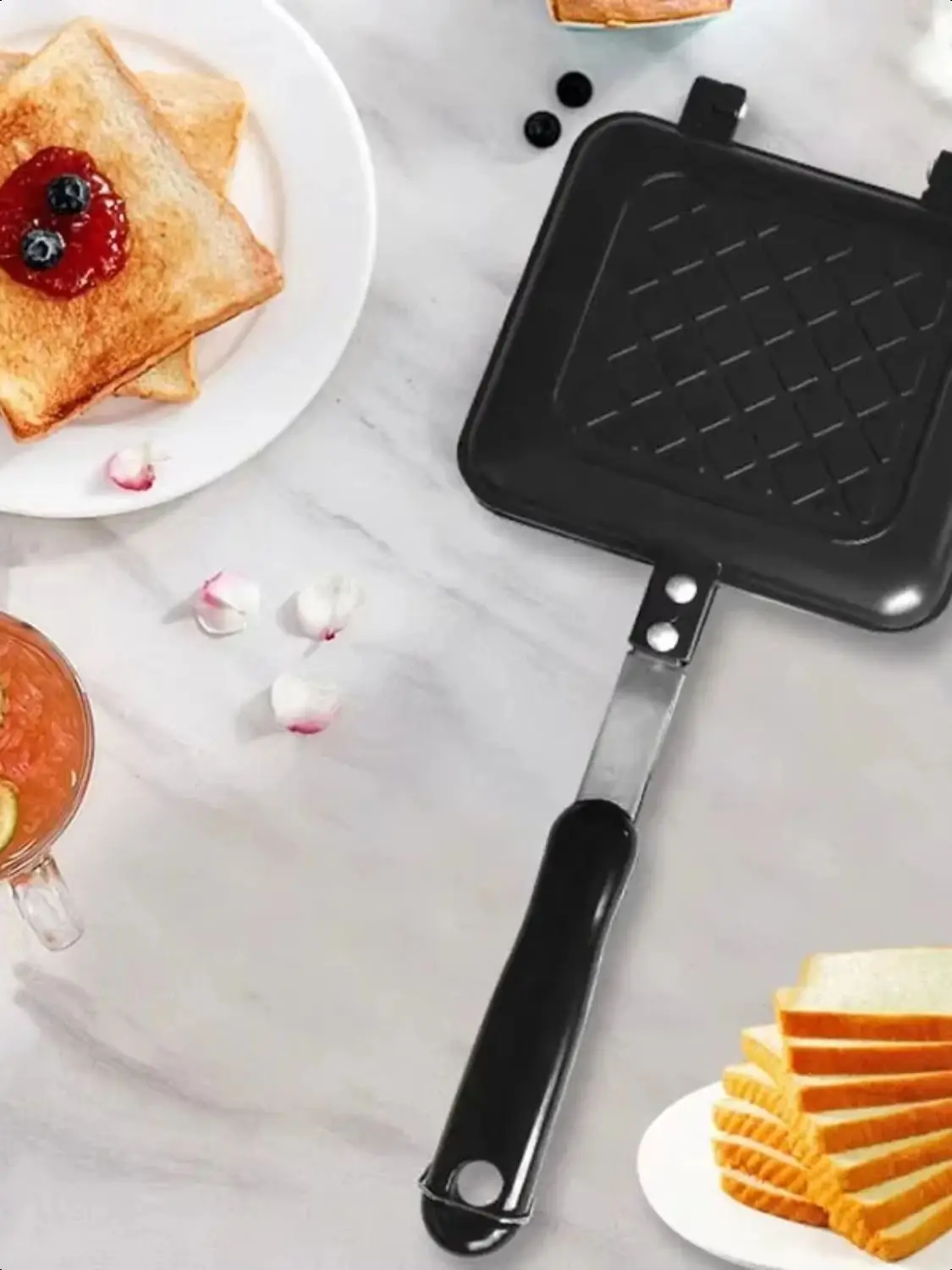 Gas Non-Stick Sandwich Maker Iron Bread Toast Breakfast Machine Waffle Pancake Baking Barbecue Oven Mold Mould Grill Frying Pan