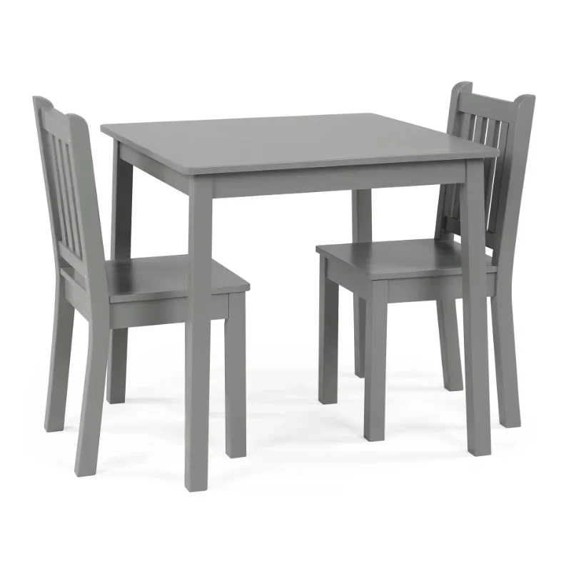 Camden 3 Piece Wood Kids Table & Chairs Set in Grey camden 3 piece wood kids table