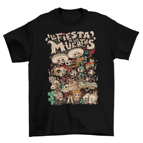 

La Fiesta De Los Muertos T-Shirt Unisex Cotton Adult Halloween Day Of The Dead