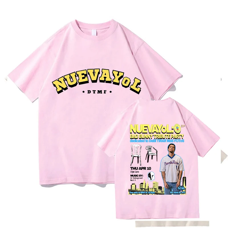 BAD BUNNY NUEVAYoL 티셔츠 반팔 코튼 남성 티셔츠 여름 루즈핏 힙합 스트릿웨어 유니섹스 패션 남성 그래픽 티셔츠