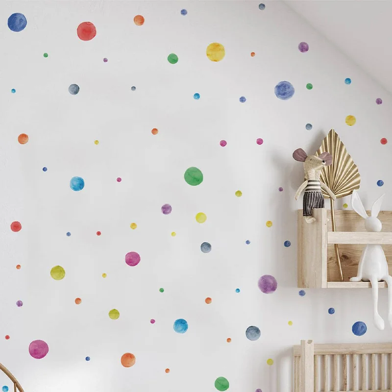 Colorful dot stickers kid's room kindergarten DIY decoration self adhesive wall decal - 4