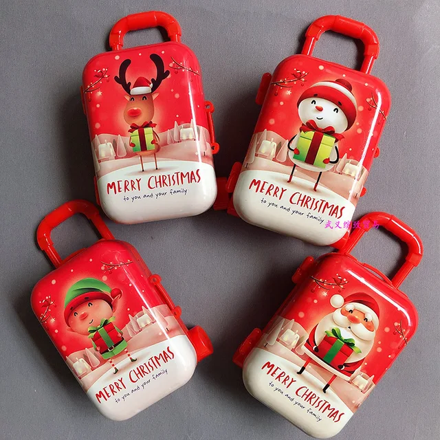 Karácsonyi Cukorka Doboz Mini Baba Bőrönd Miniatűr Játék Csomagtartó Ház Dekoráció Aranyos Kis Tengelykapcsoló Ékszer Kézitáska - Image 2