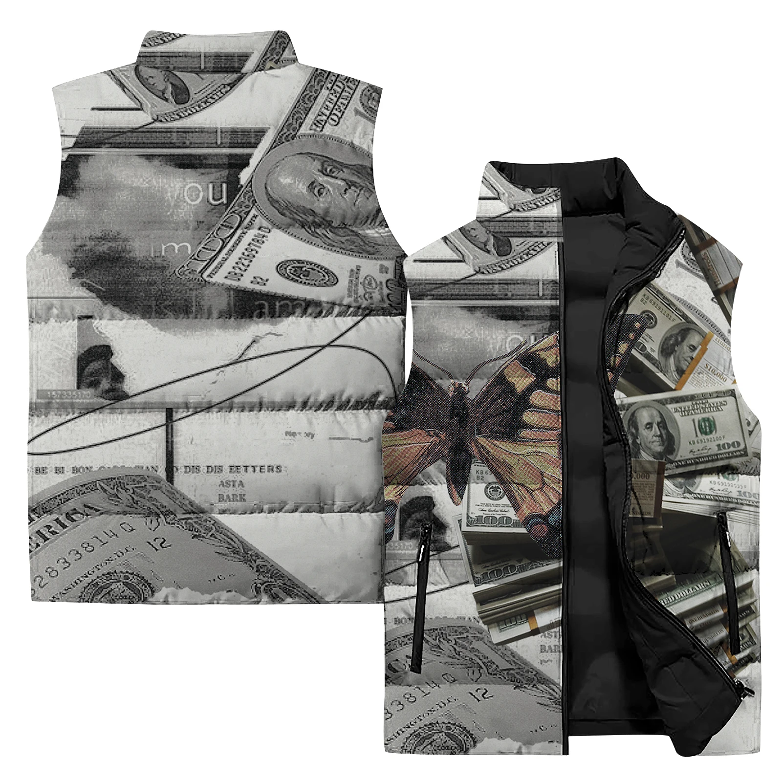 thumbnail image 1 of Chaleco con estampado floral y mariposas sencillo para hombre, chaquetas de invierno modernas y cómodas para hombre, chalecos casuales y cálidos para hombre, chaleco frío para hombre, 1 of 4