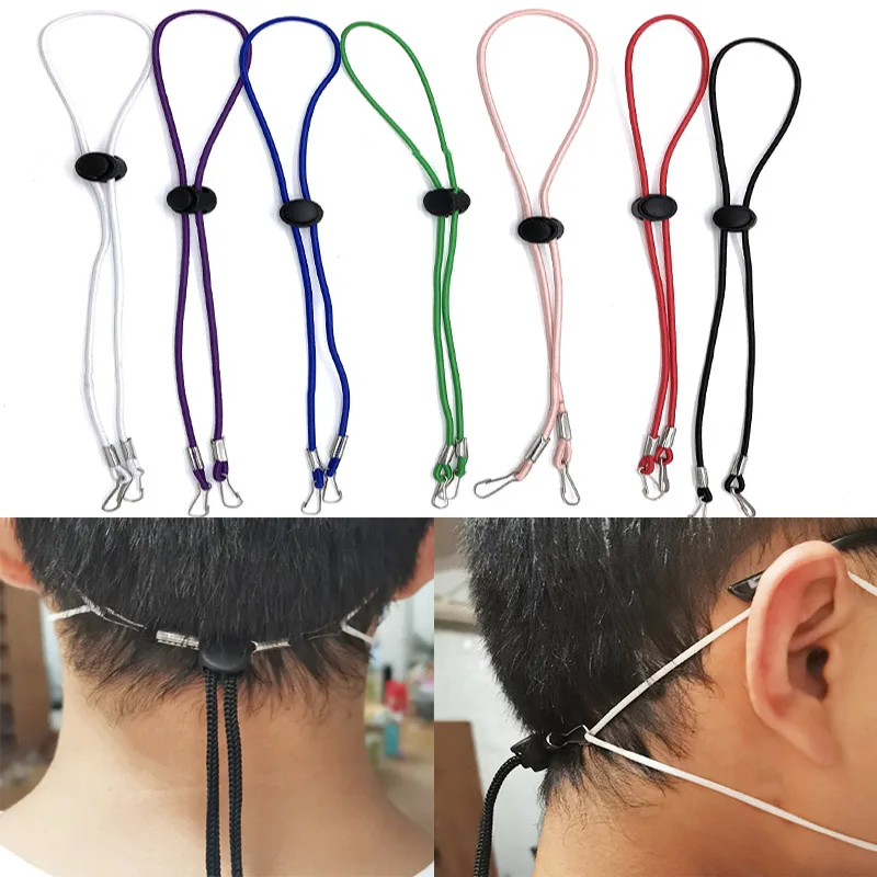 5Pcs Mask Adjustable Hanging Rope Face Mask Lanyard Anti-lost Face Cover Lanyard Ear Holder Neck Hang Rope with Hook