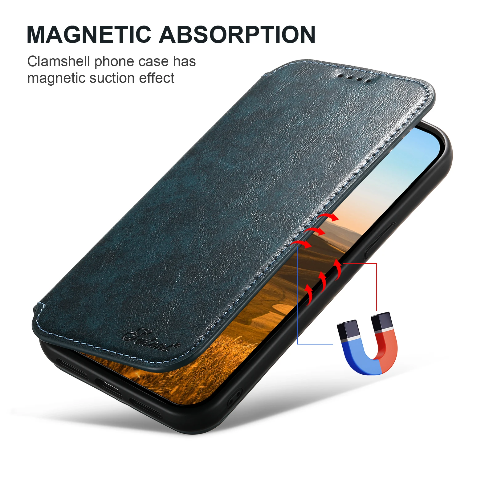 SUTENI Magsafe Leather Phone Case For iPhone 12 13 14 15 16 17 Pro Max Plus Flip Cover Wallet For Men Card Holder