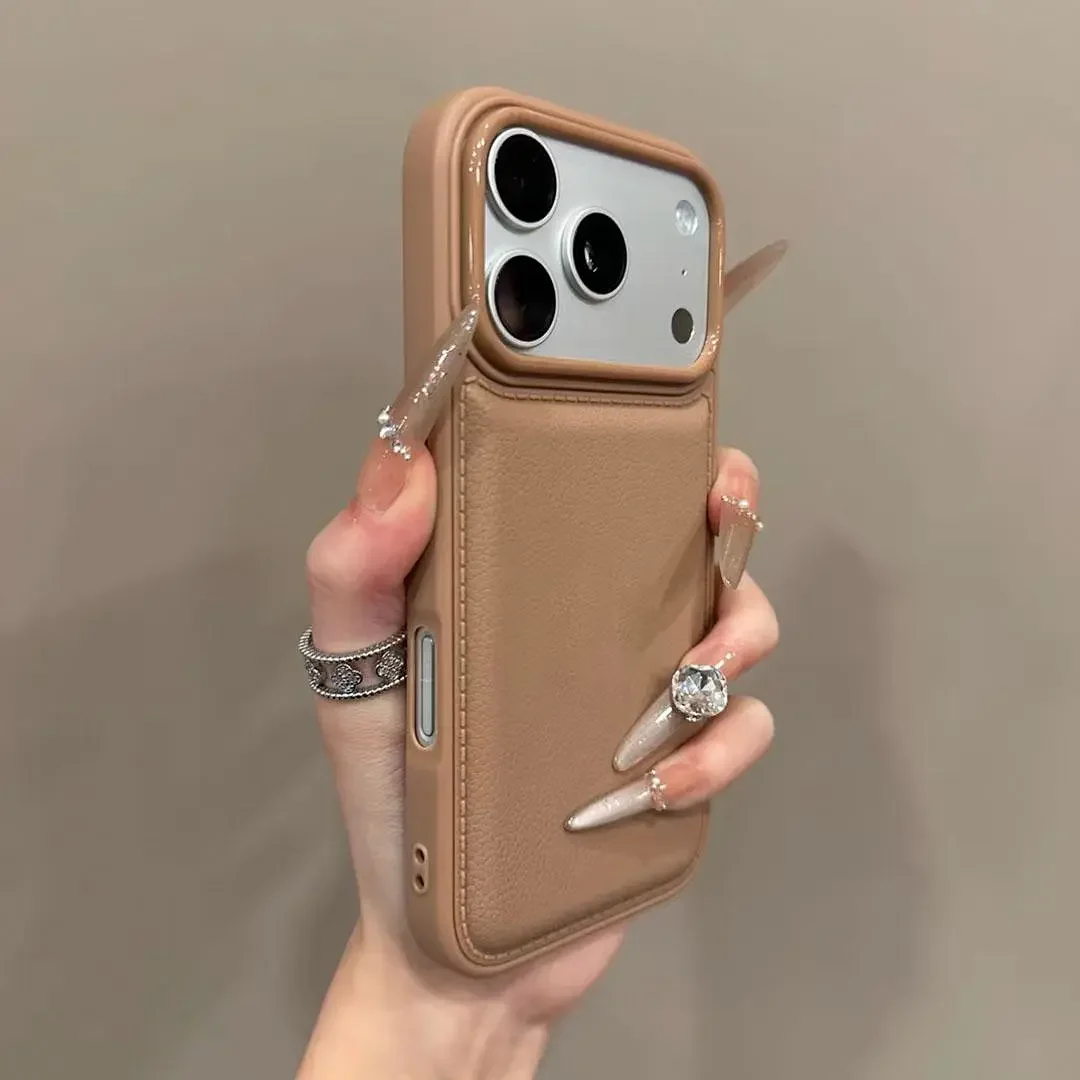 Korean Ins Pink White and Blue Bulge Leather Phone Case - Y2K Shockproof Cover
