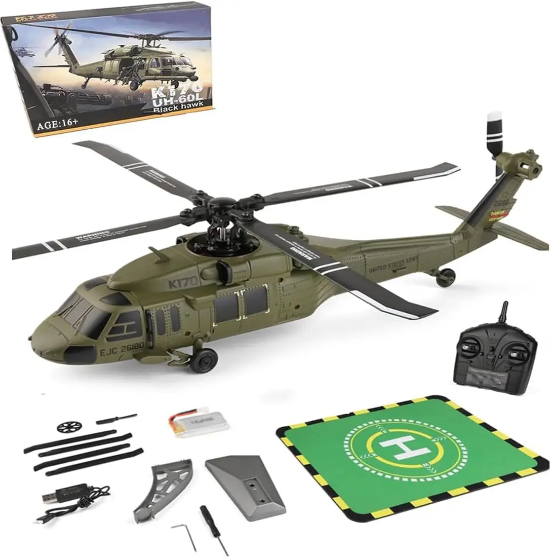 WLtoys K170 RC 헬리콥터 (자이로 탑재) UH-60L 2.4Ghz 4채널 6축..