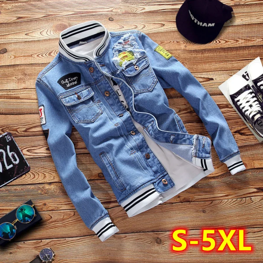 Nuove Giacche Di Jeans Da Uomo 2024 Moda Maschile Trendy Ripped Denim Bomber Cappotti Mens Casual Giacca A Vento Cowboy Jeans Giacche Abbigliamento