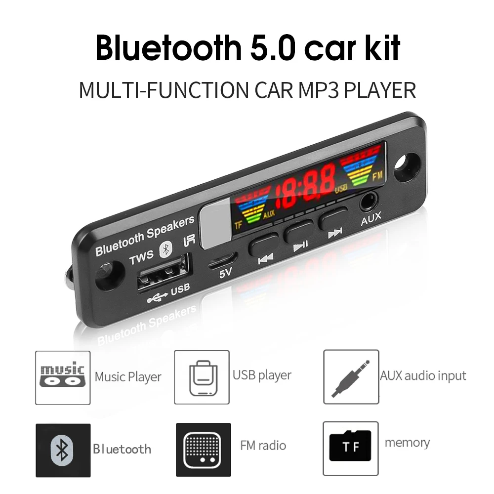 DC 3.7V-5V Wireless Bluetooth Decoder Board Car MP3 Player Kit USB AUX FM  Radio Call Recording Module Bluetooth TWS Pairing - AliExpress