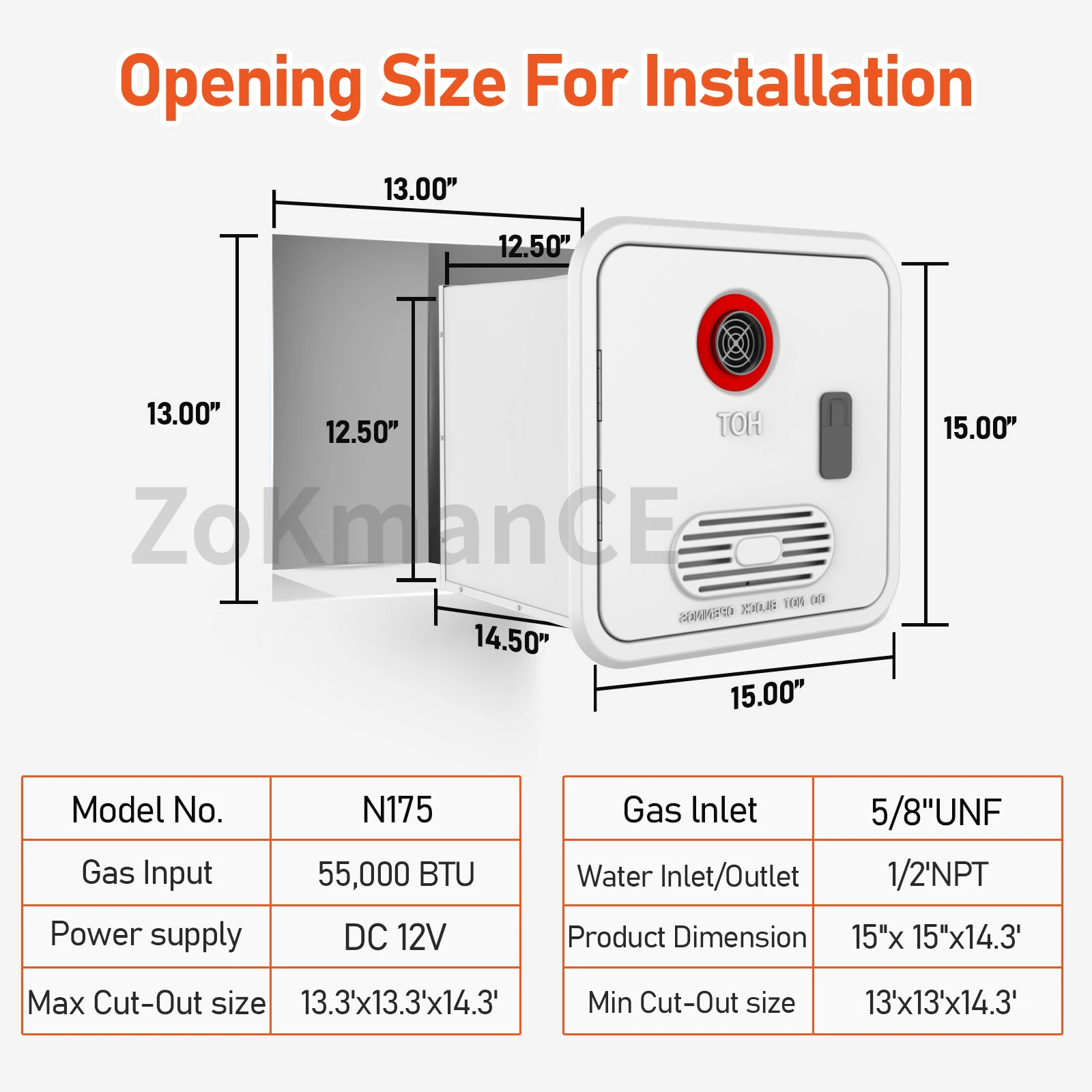 RV Tankless Water Heater Propane Upgraded 55K BTU RV On Demand Water Heater with Remote DC Instant Camper Hot Gas