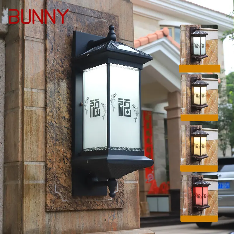 

BUNNY Solar Wall Lamp Creativity Fish Blessing Decor Outdoor Sconce Light LED Waterproof IP65 for Home Villa Courtyard