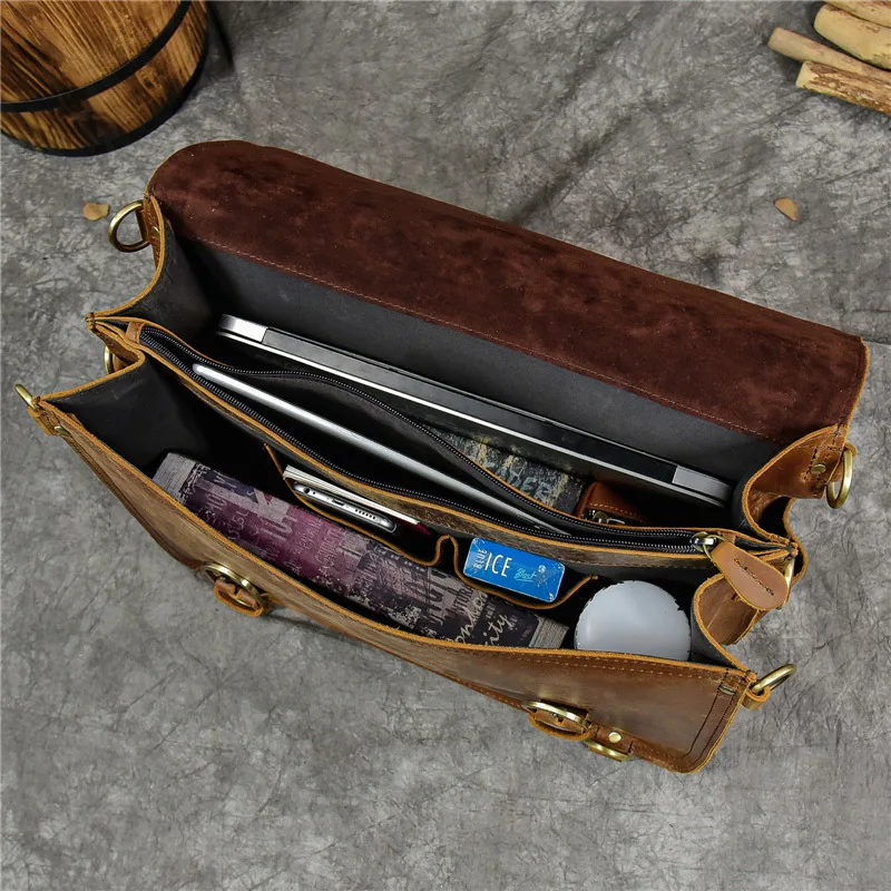Vintage Men's Genuine Leather Briefcase 16