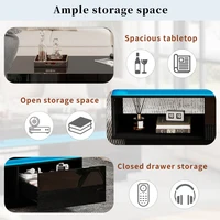 Table basse moderne à finition brillante avec éclairage LED, 100x50x40,3 cm – table élégante avec tiroir et capacité de charge de 50 kg 4