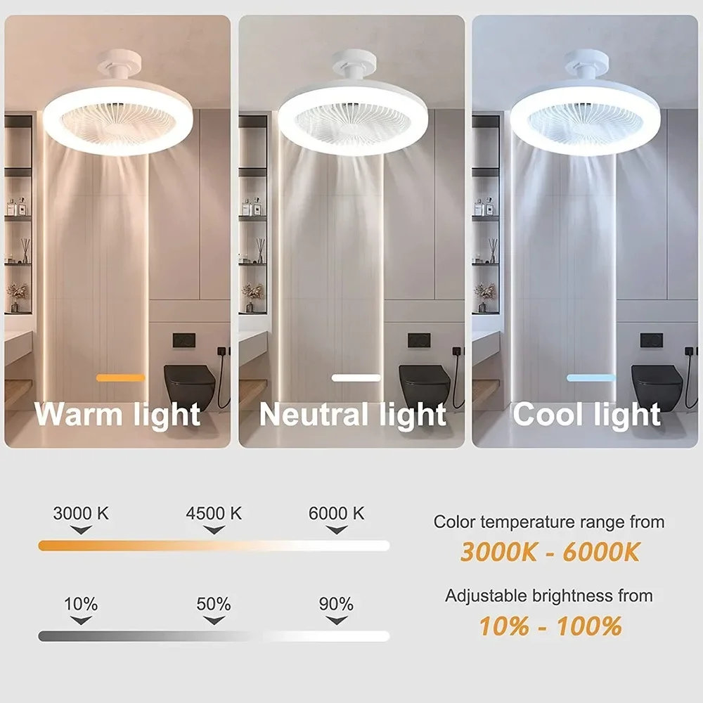 Ceiling Fan With Lights E27 Converter Base for Living Room