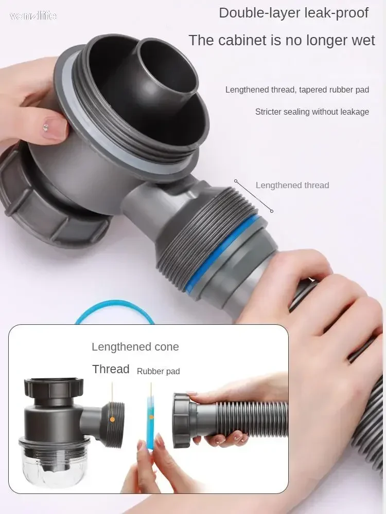 Kitchen Sink Drainer Set Vegetable Basin Downcomer Accessories Sewer Pipe drain pipe Scullery Pool Home & Kitchen