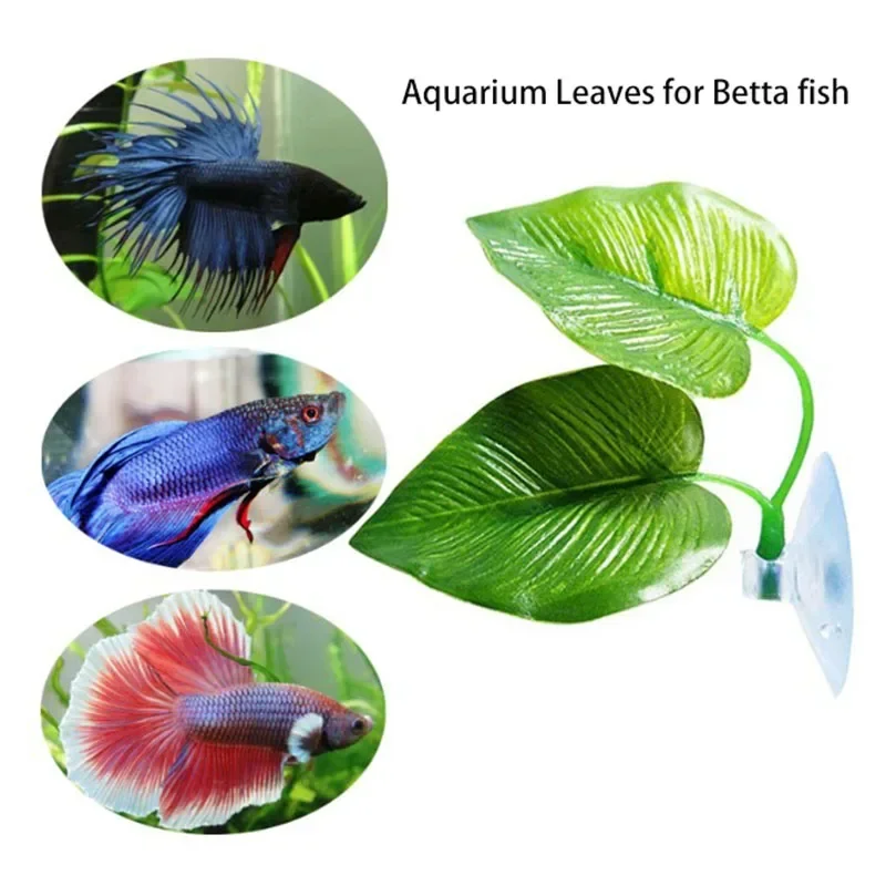 1Pc Artificial Aquarium Leaf Plants Decoration Betta Fish Rest