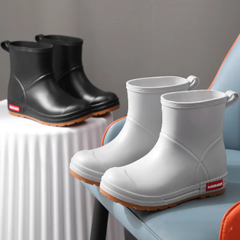 

Woman Rain Shoes Waterproof Rubber Boots Ladies Casual Non-slip Flats Rain Boot Female Insulated Garden Galoshes plus size 36-44