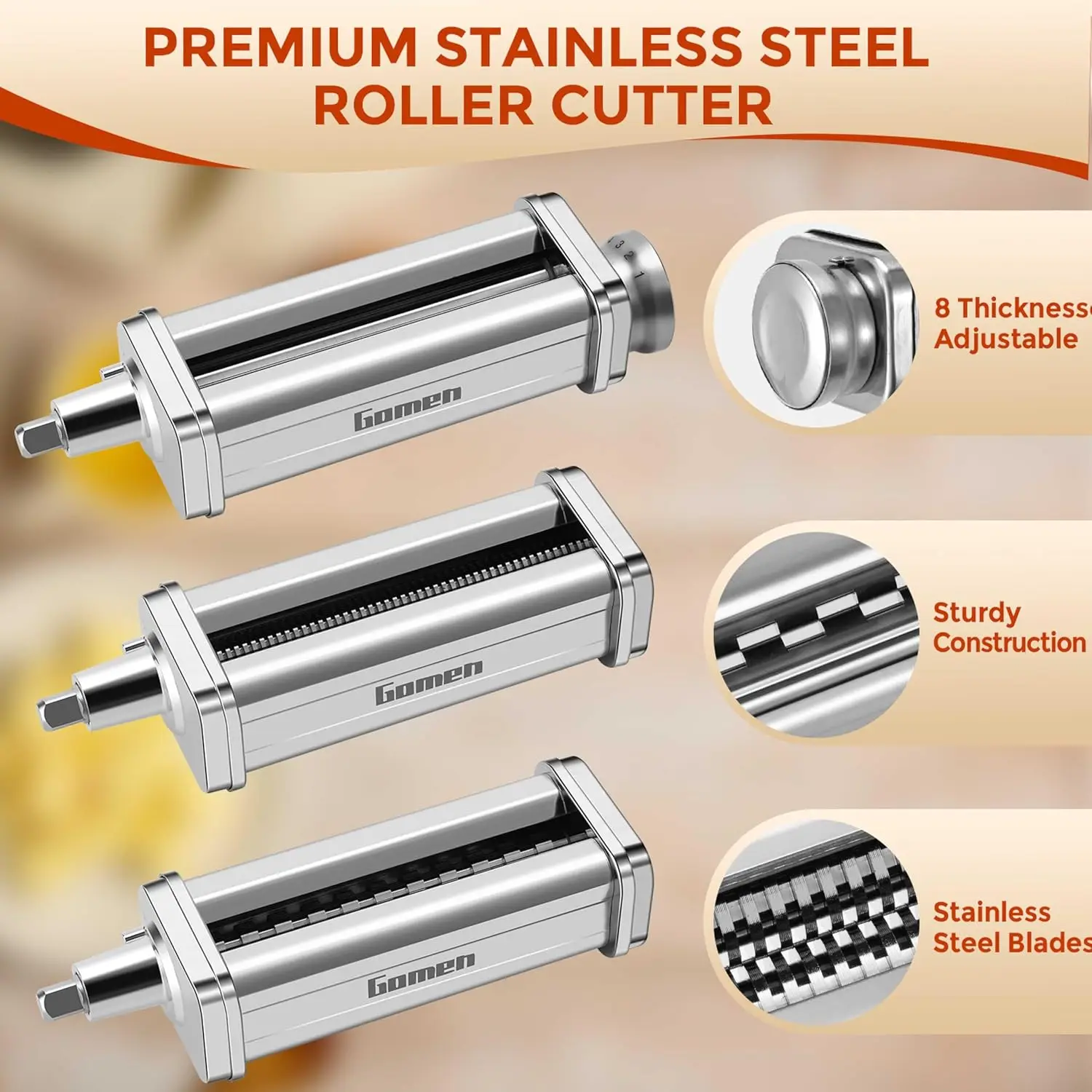 Pasta Attachment for Kitchenaid Stand Mixer,3 Pcs Pasta Maker Kitchen Aid Attachment for kitchenaid pasta maker Included P