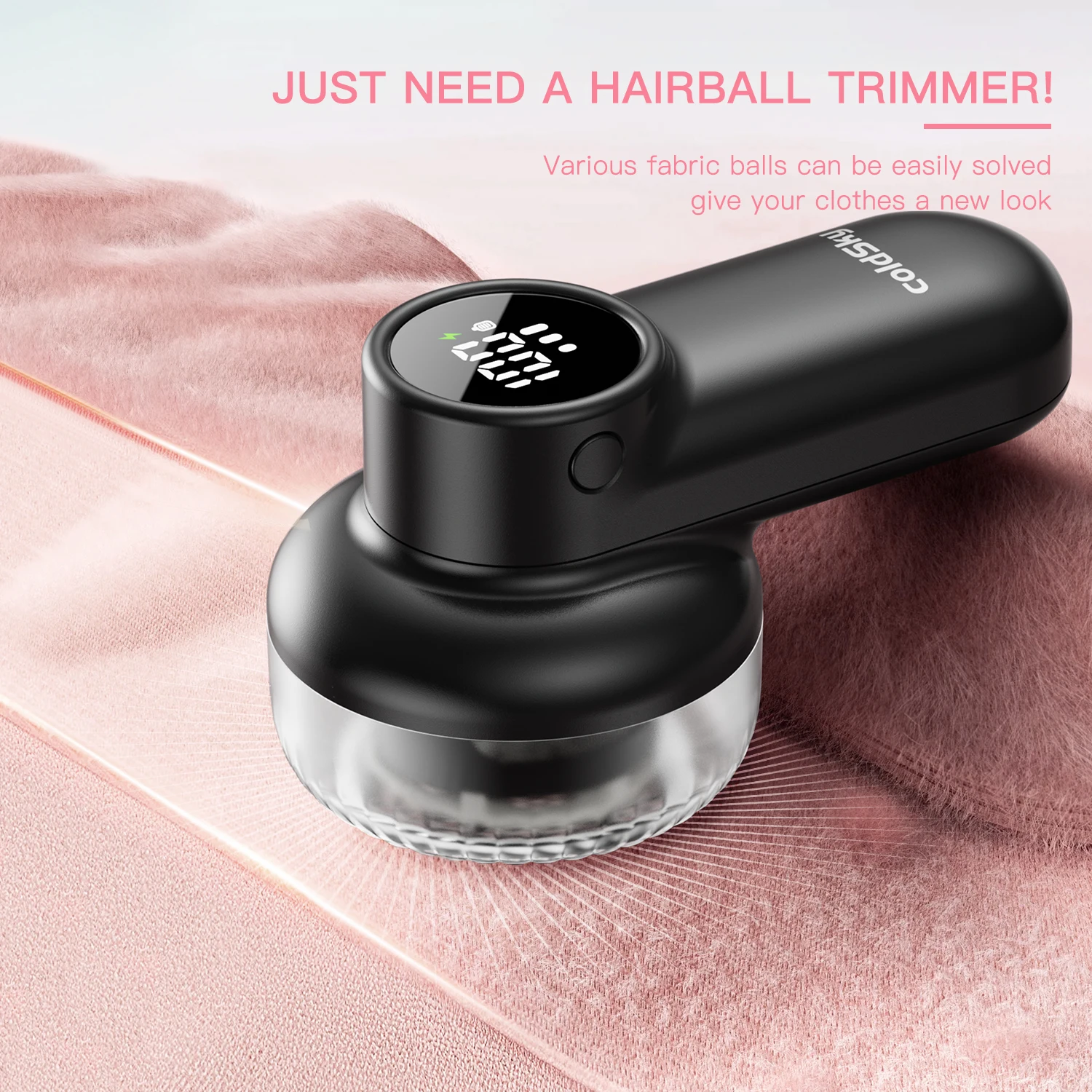 coldSky Rechargeable Lint Shaver with Digital Display Fabric Shaver Sweater Shaver 3-Speeds with 6-Leaf Blades for Clothes Sofa 5
