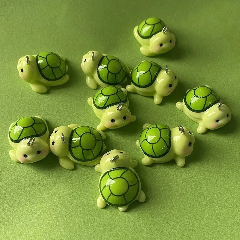 10개 귀여운 3D 작은 거북이 레진 참 장식품 귀걸이 키체인 DIY 장 보석 만들기