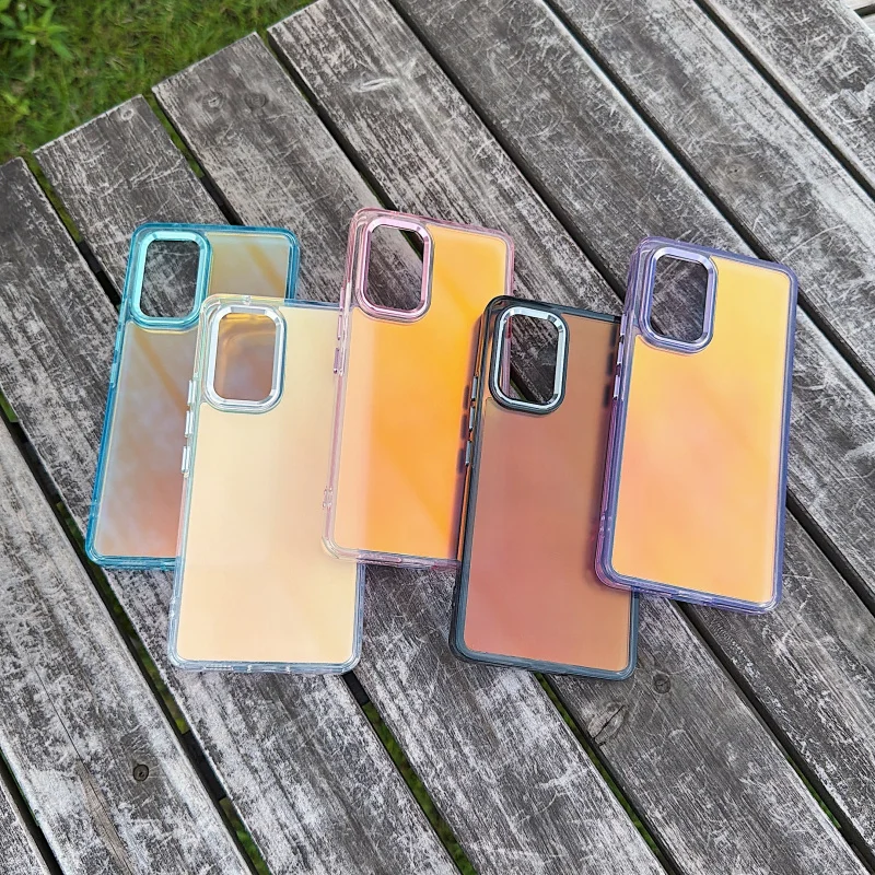 Luxury Iridescent Color Changing Phone Case with Metal Lens Cover