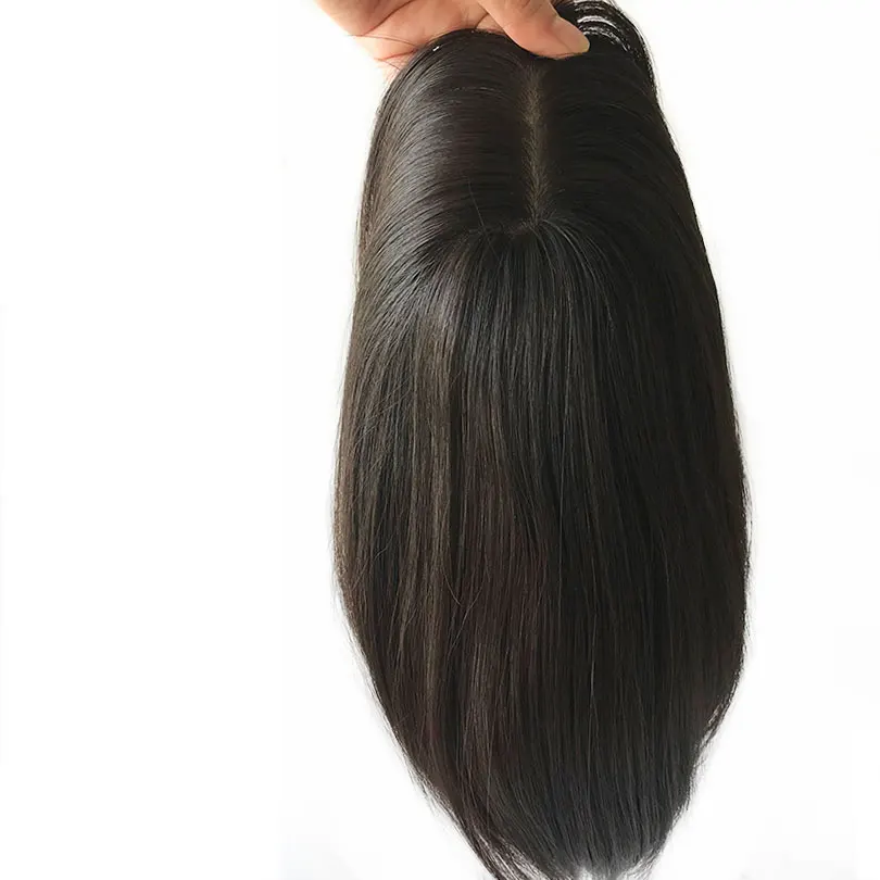 

Full End European Virgin Straight Human Hair 8x8 Jewish Topper Silk Top None Lace Toupee Human Hairs For Women Natural Black