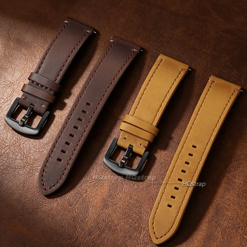 Premium Vintage Leather Watch Band – Universal Cowhide Strap with Quick Release