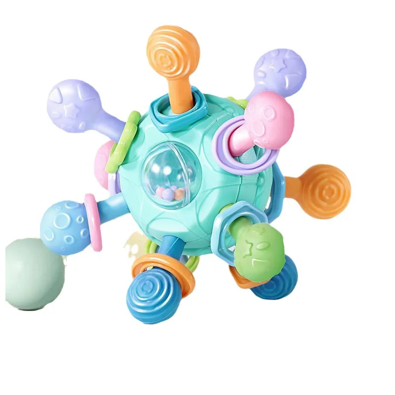 Baby Toys 0 12 Months Rotating Rattle Ball Grasping Activity Baby Development Toy Silicone Rattles Sensory Toys for Babies baby grasping ball toy