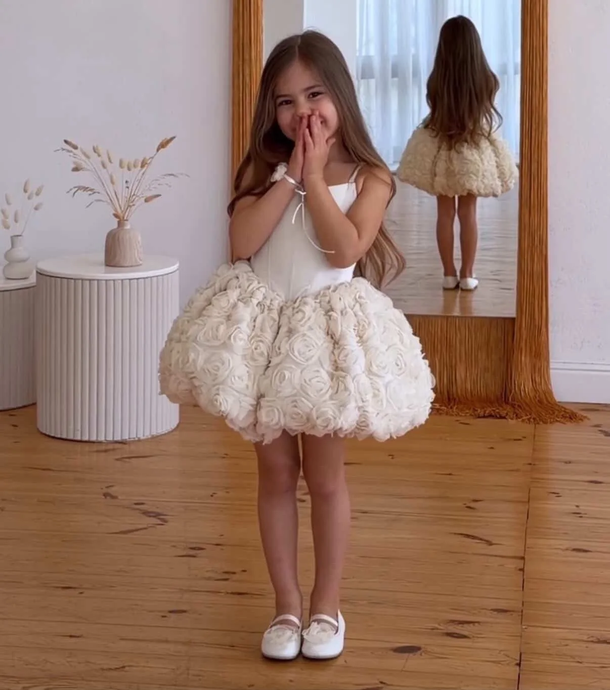Robe de bal florale champagne pour fête d'anniversaire, robe de mariée courte ornée de bijoux, robe de demoiselle d'honneur courte et mignonne, robe de gala courte, longueur genou 3