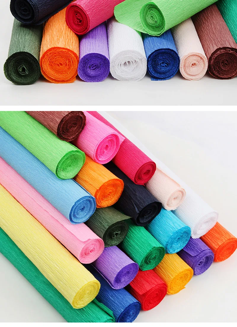 50x250cm Colored Crepe Paper Roll Origami Crinkled Crepe Paper Craft DIY Flowers Decoration Gift Wrapping Paper Craft