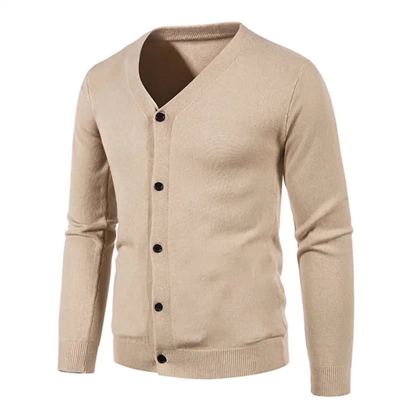Autumn Men's V Neck Sweatercoat Knitted Slim Fit Solid Color Casual Cardigan Men Long Sleeve Knitwear Korean Style Sweater knitted cardigan knitted sweater coat sweater coats