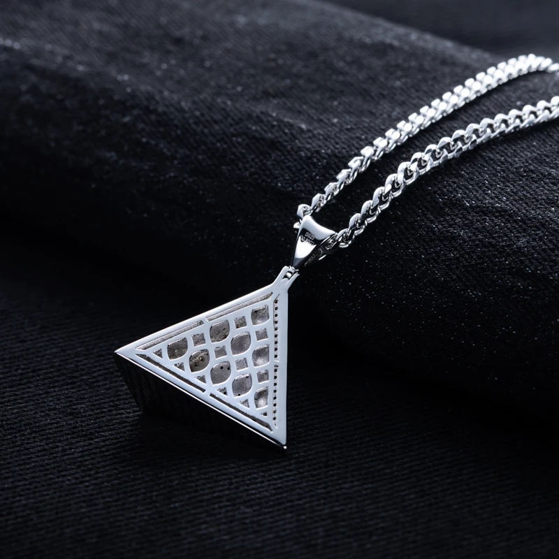 MossanRappr 0.8cttw Moissanite Egyptian Pyramid Eye Of Horus Pendant Hip Hop Necklace 925 Sterling Silver Trendy Jewelry for Men - Image 3