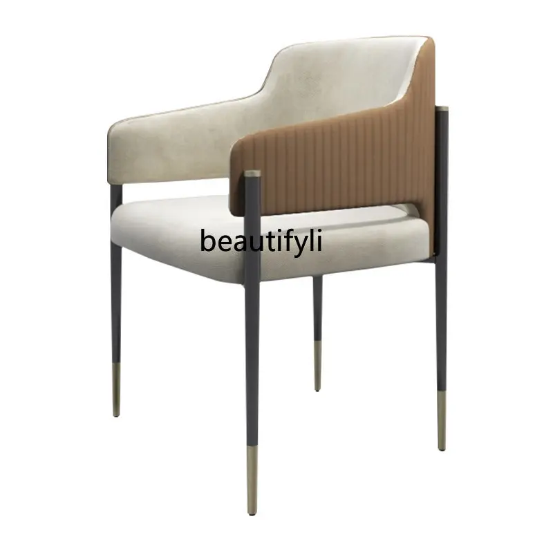 

Home Study Room Chair Italian-Style Light Luxury Dining Chair with Backrest Coffee Chair Solid Wood Fabric Living Room Chair