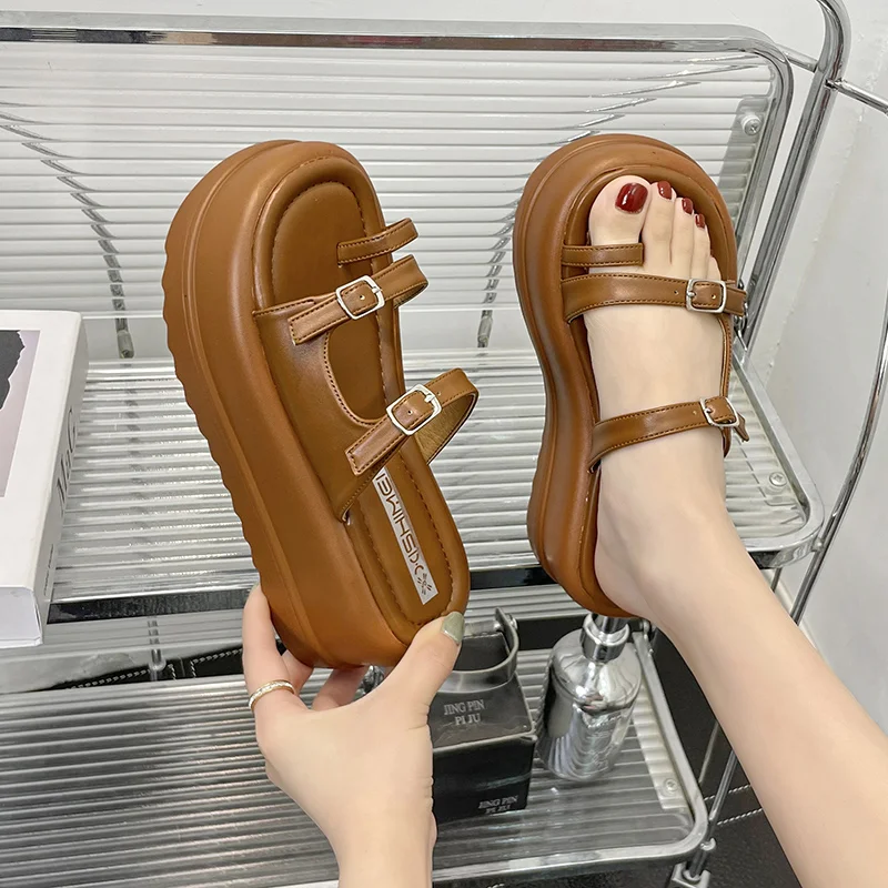 

Женские модемные шлепанцы, Нескользящие и износостойкие тапки на платформе, летняя обувь, 2023